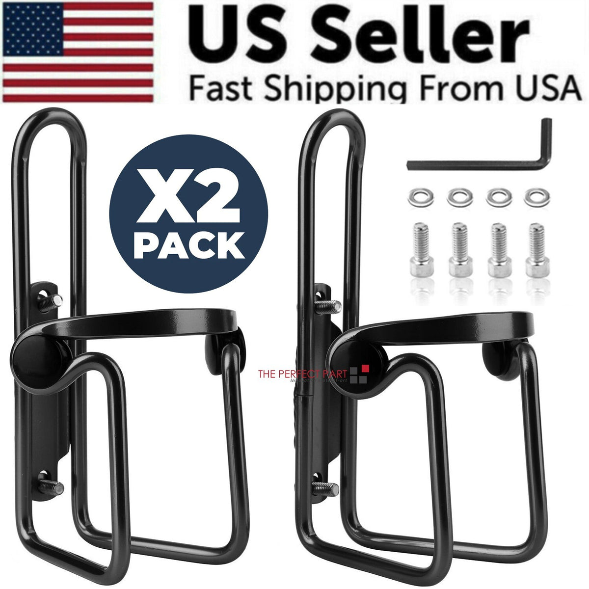 Night Ride Bike Kit: USB Rechargeable Bike Light Set + 2 Aluminum Water Bottle Cages