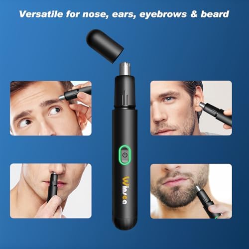 Winsea Rechargeable Nose & Ear Hair Trimmer, USB Waterproof Painless 360 Blade