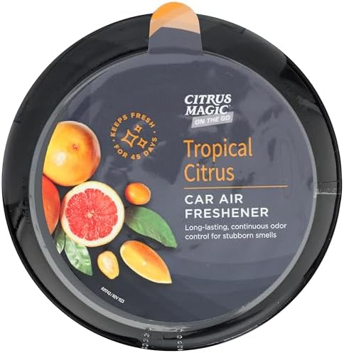 Citrus Magic Auto Solid Car Air Freshener, Tropical Citrus 8 oz, Flame-Free Odor Absorber