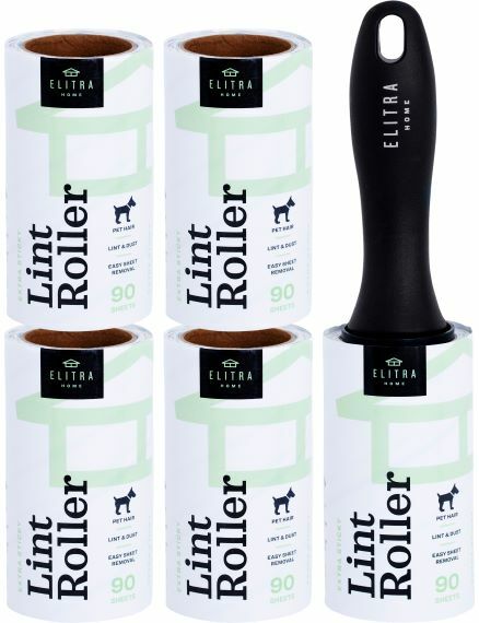 Pet Owner Kit: Retractable Cat Feather Wand Toy with Refills + Elitra Lint Roller and Refills