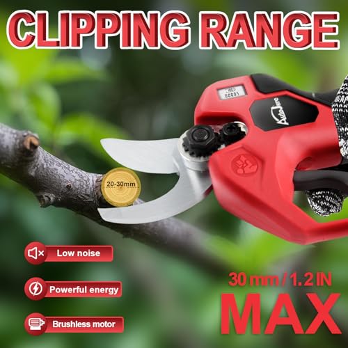 AUTOJARE Brushless Cordless Pruning Shears for Milwaukee 18V, LCD, SK5 Blades (No Battery)