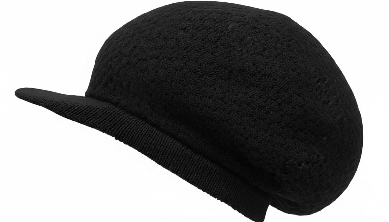Black Rasta Knit Cap — XL Cotton Dreadlock Hat with Brim