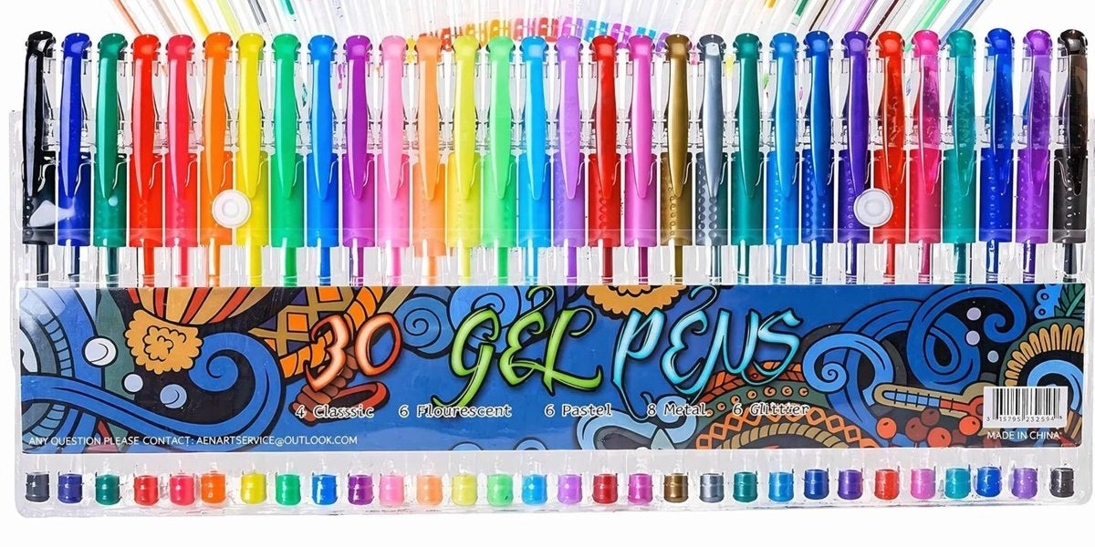 Kids Christmas Gift Set Slime Advent Calendar 24 Days + 30 Fine Tip Gel Pens