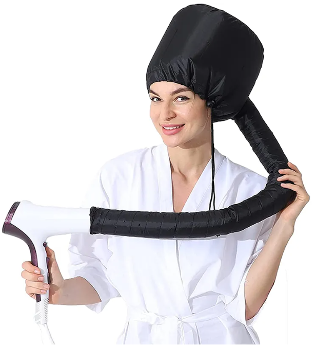 Hair Dryer Bonnet, Soft Hood Hair Drying Adjustable Dryer Cap & Free Bobby Pins!
