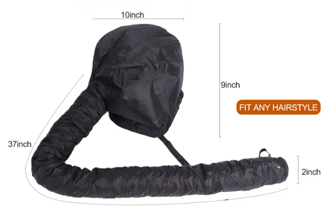 Hair Dryer Bonnet, Soft Hood Hair Drying Adjustable Dryer Cap & Free Bobby Pins!