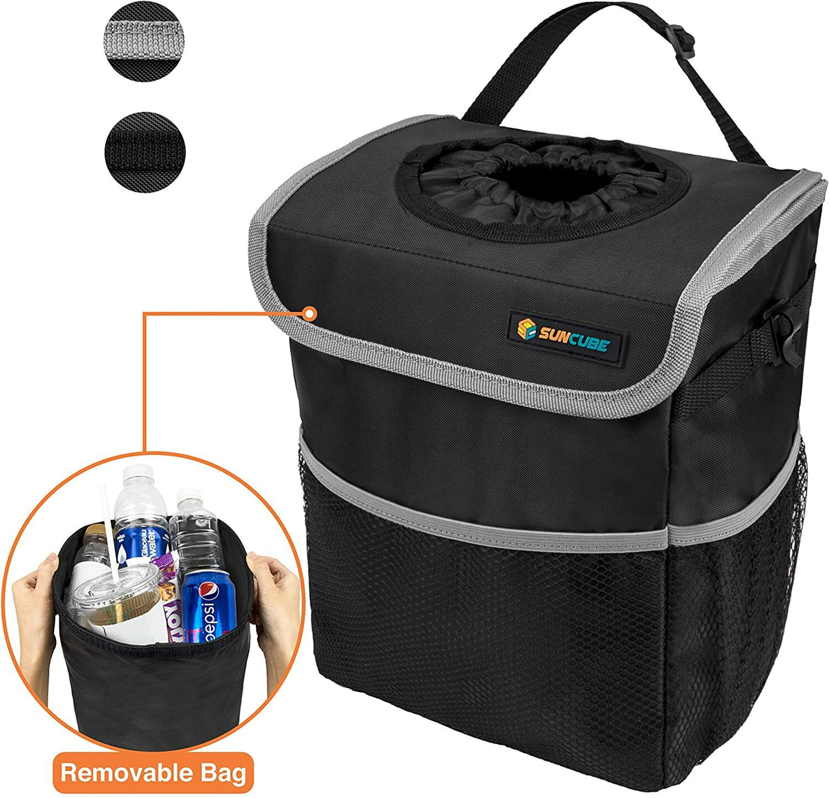 Car Clean & Connected Kit: Rearview Mirror Phone Holder + Seat-Back Car Trash Can
