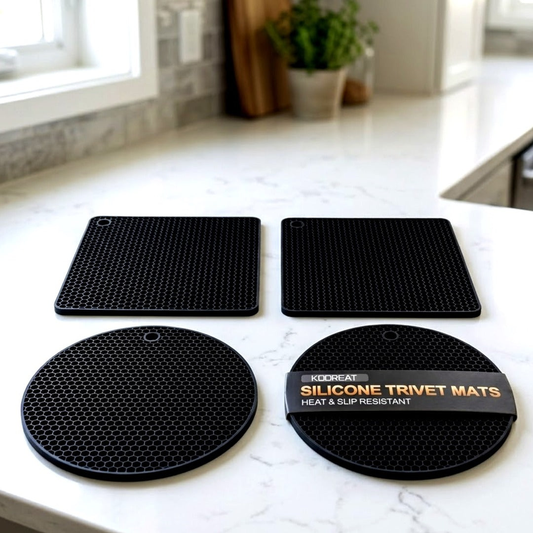 4-Pack Silicone Trivets for Hot Dishes, Heat-Resistant Pot Holders