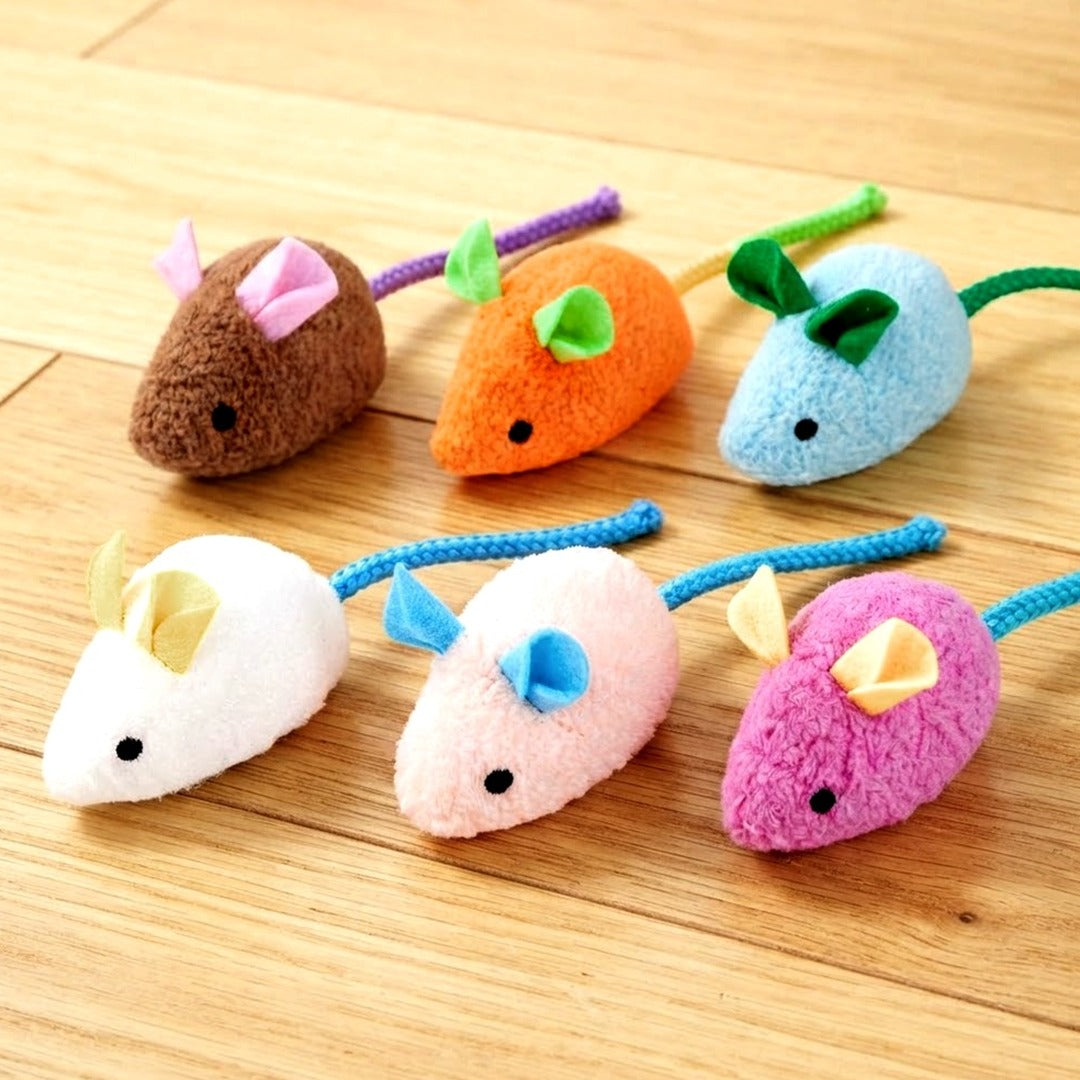 6-Piece Catnip Plush Mouse Cat Toys, Chew Toys with Catnip Filler