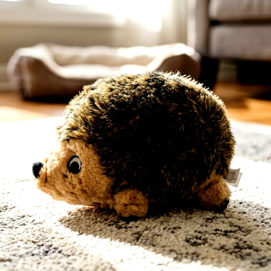 Outward Hound Hedgehogz Plush Dog Toy, Medium 9 in Squeaky Grunting Hedgehog Toy