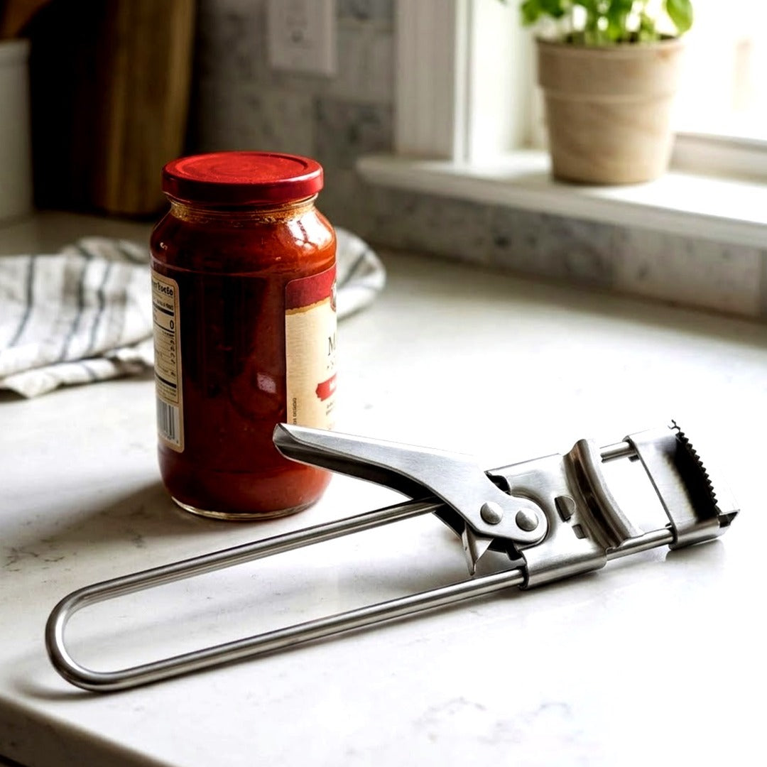 Adjustable Stainless Steel Jar Opener and Bottle Opener with Non-Slip Grip