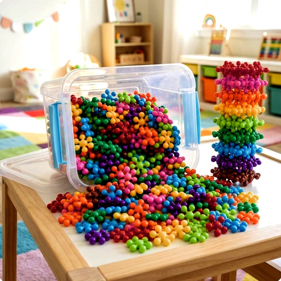 300-Pc Snowflake Building Blocks STEM Set, Interlocking Construction Toy Ages 3+
