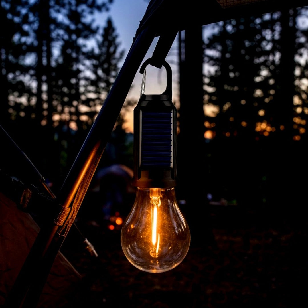 Solar Camping Lantern, USB Rechargeable LED Tent Light, Waterproof Outdoor Hanging Lamp