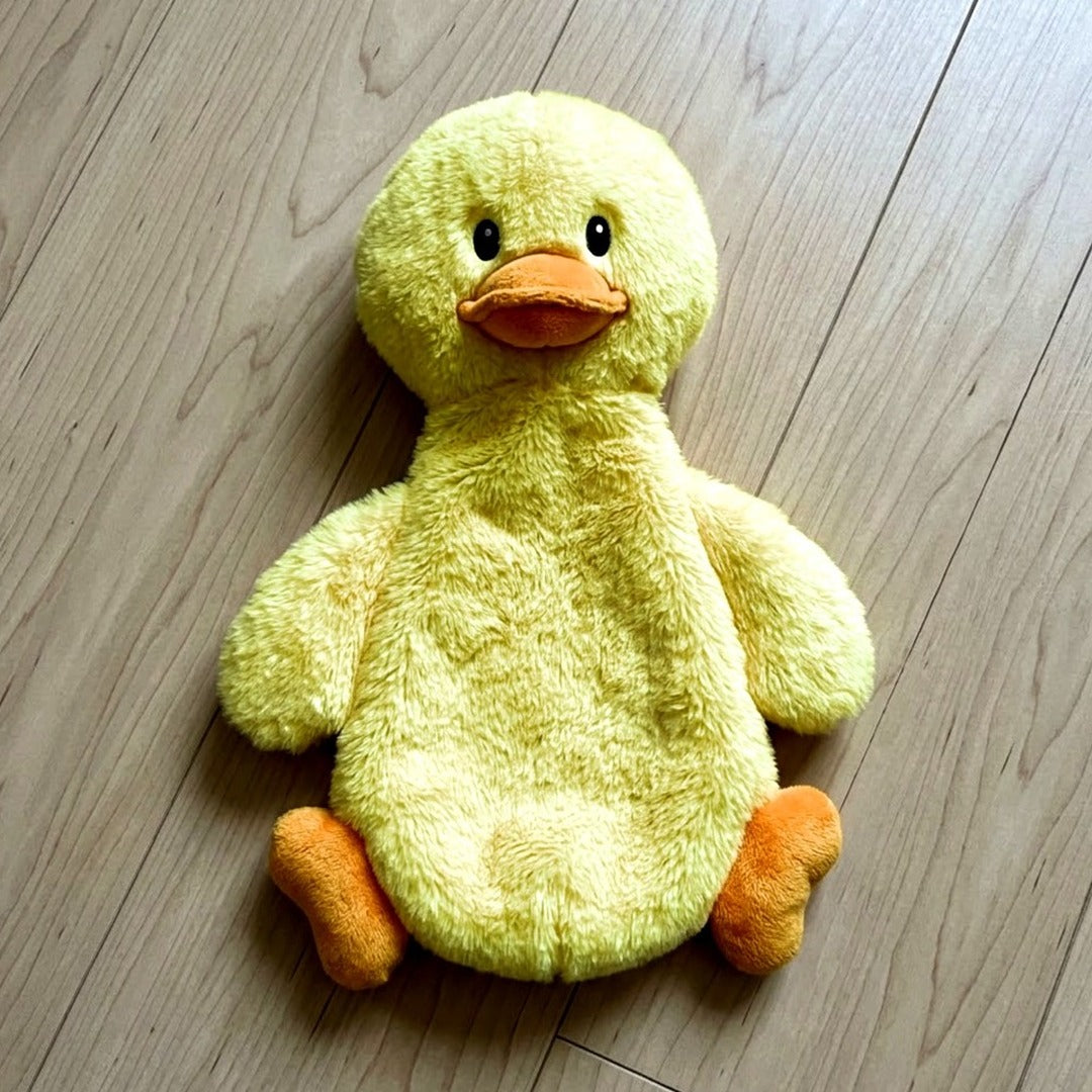 Interactive Crinkle Duck Dog Toy, 14 x 8 Inch No-Stuffing Plush Squeaky Toy