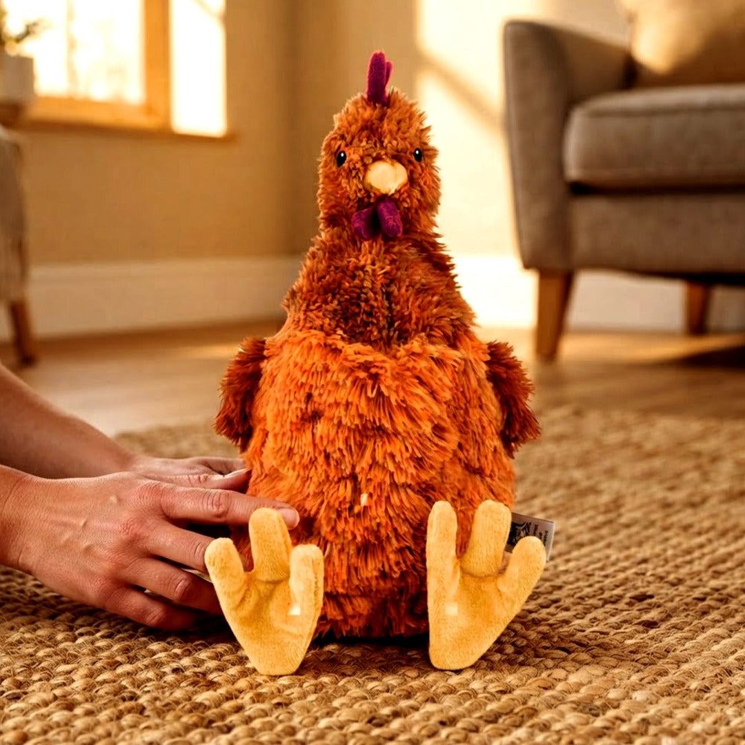 Best Pet Supplies Crinkle Squeaky Plush Dog Toy, Chicken, Brown