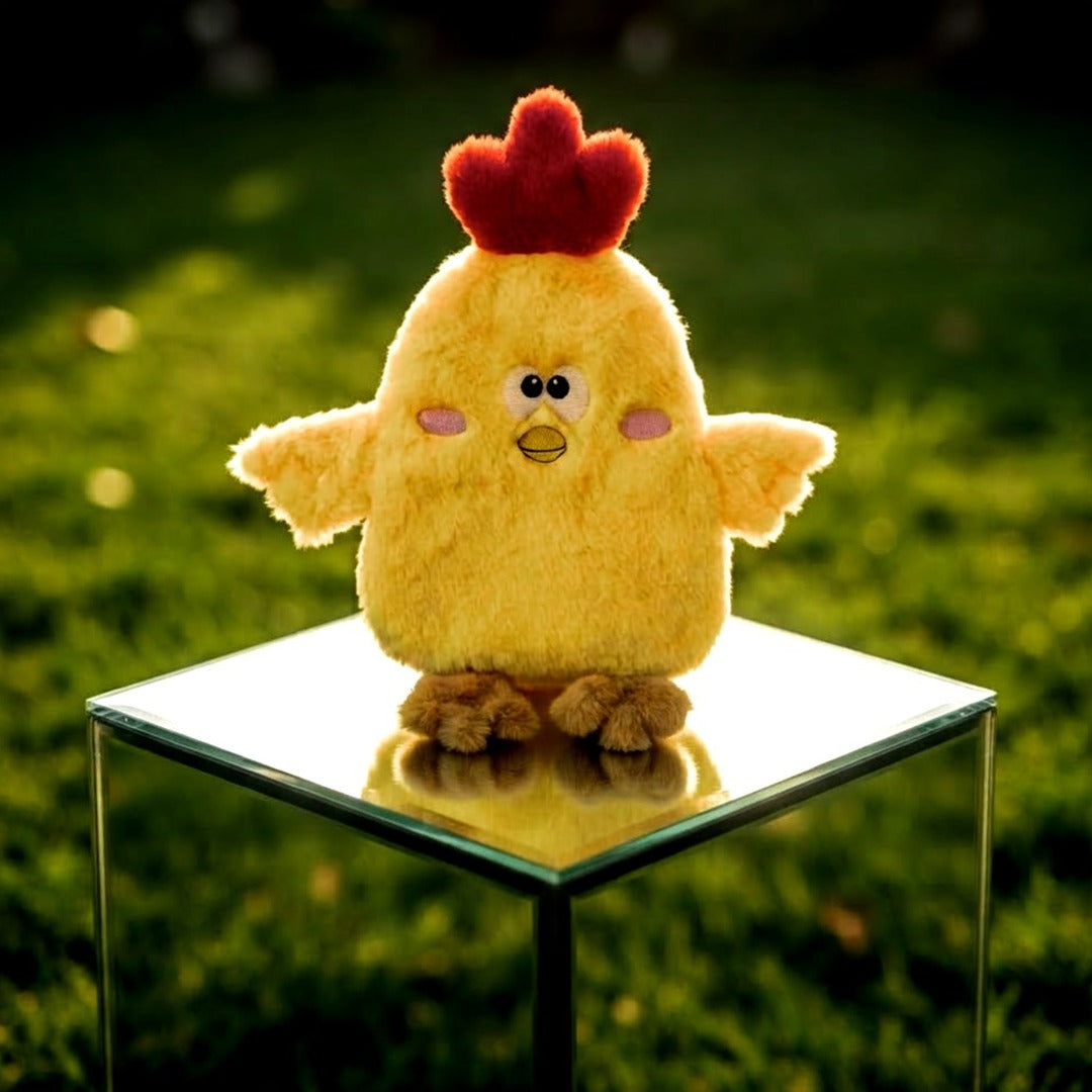 Crinkle Chicken Dog Toy, 14 Inch No-Stuffing Squeaky Plush