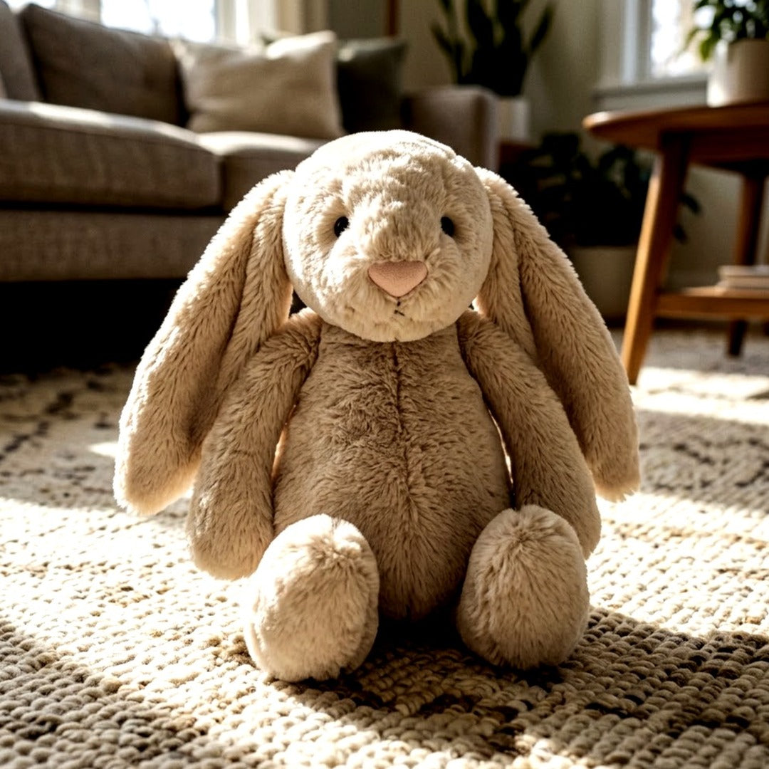 Best Pet Supplies Bunny Buddy Squeaky Plush Dog Toy, Beige, Medium