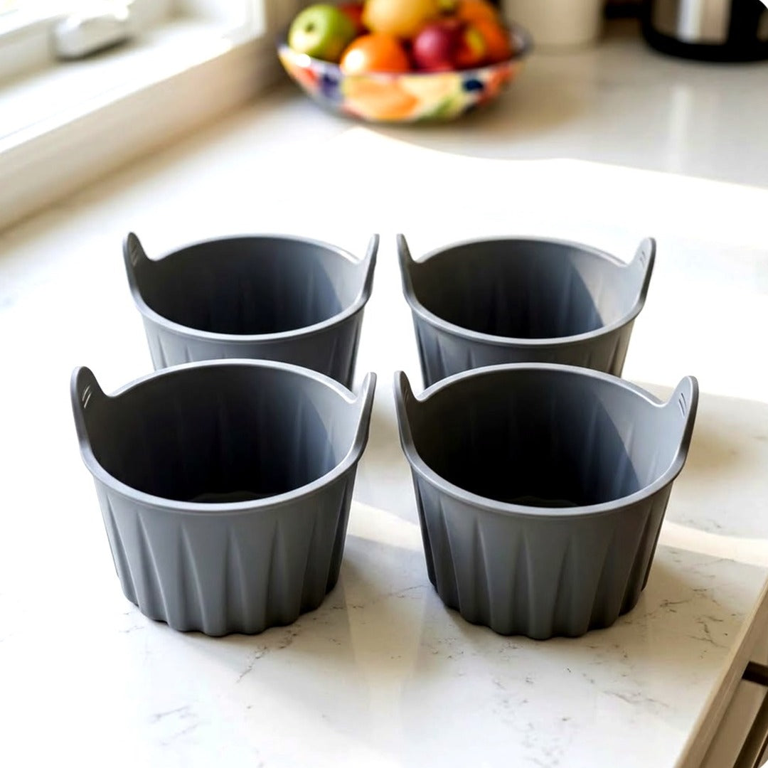 4-Pack Silicone Air Fryer Ramekins, Reusable Non-Stick Baking Cups, BPA Free