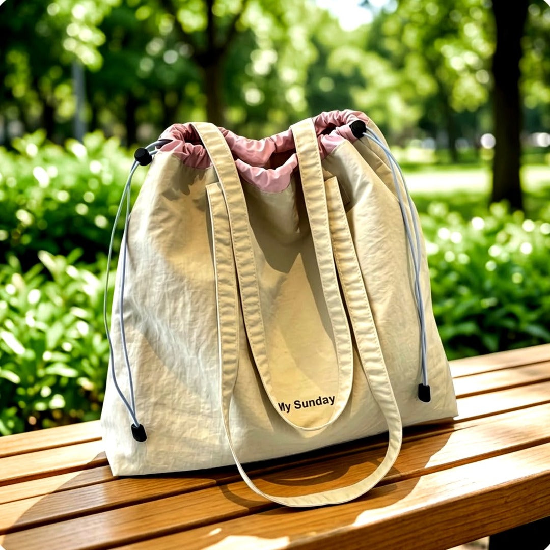 Women's Drawstring Shoulder Tote Bag, Casual Crossbody Handbag for Everyday Use