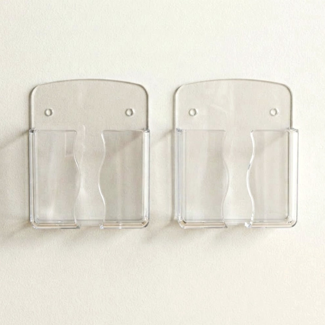 2-Pack Transparent Wall Mount Phone Holders with Charging Hole, Self-Adhesive Bedside Stand