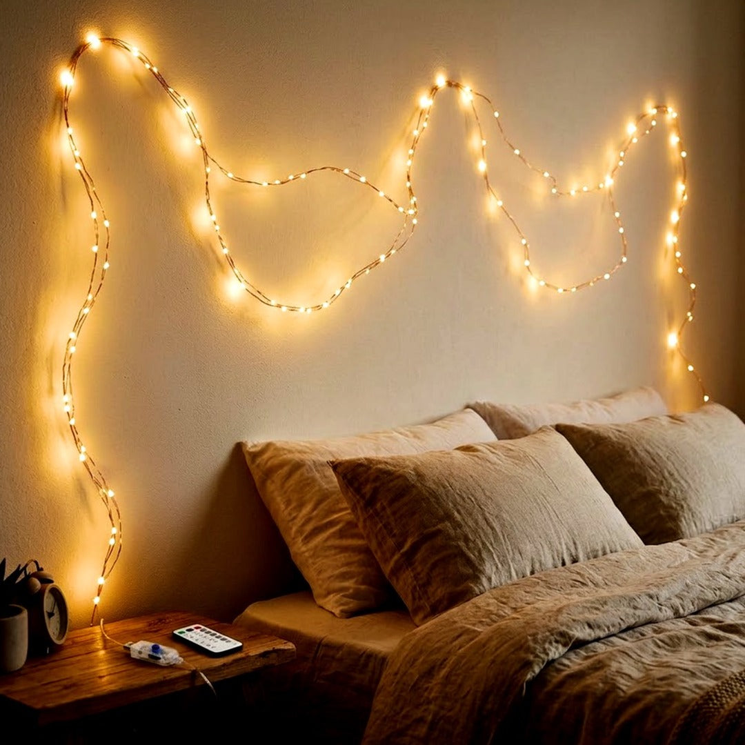 66 ft 200 LED USB Fairy String Lights, Warm White Copper Wire Twinkle Lights for Bedroom