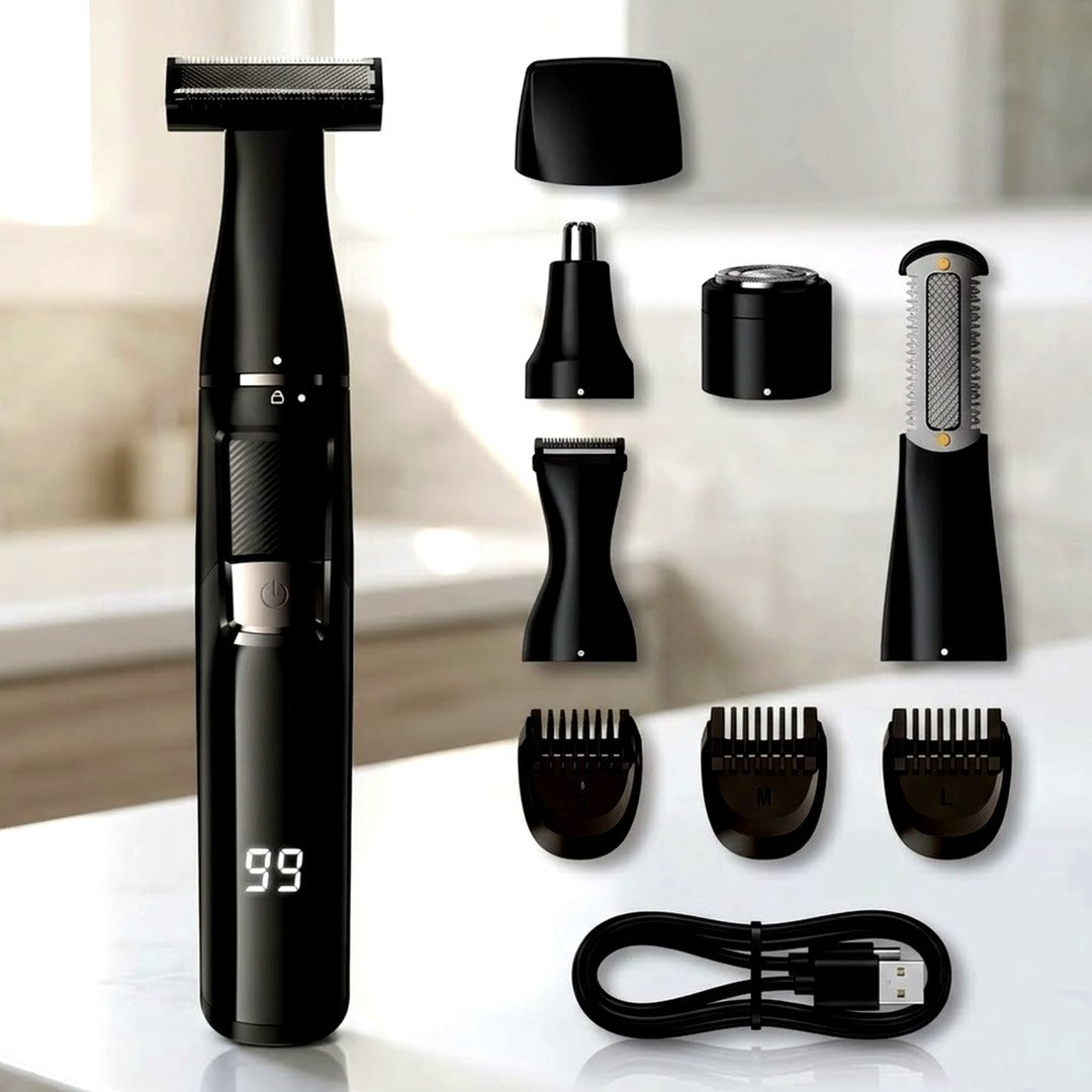 Sybler 5-in-1 Electric Razor for Men, Rechargeable Rotary Shaver & Beard Trimmer Kit