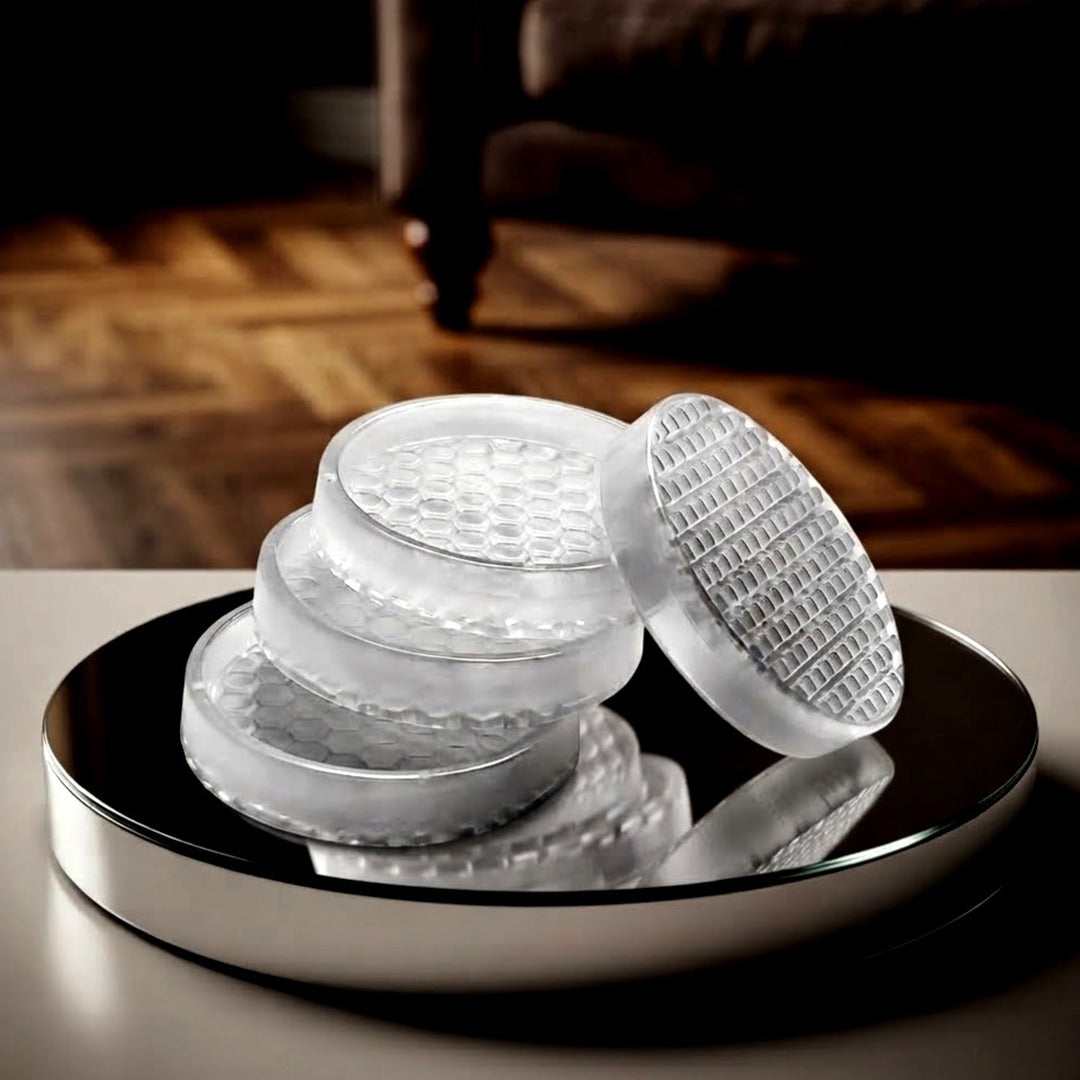 4-Pack Clear Non-Slip Furniture Pads, 2 Inch Rubber Caster Cups for Hardwood Floors