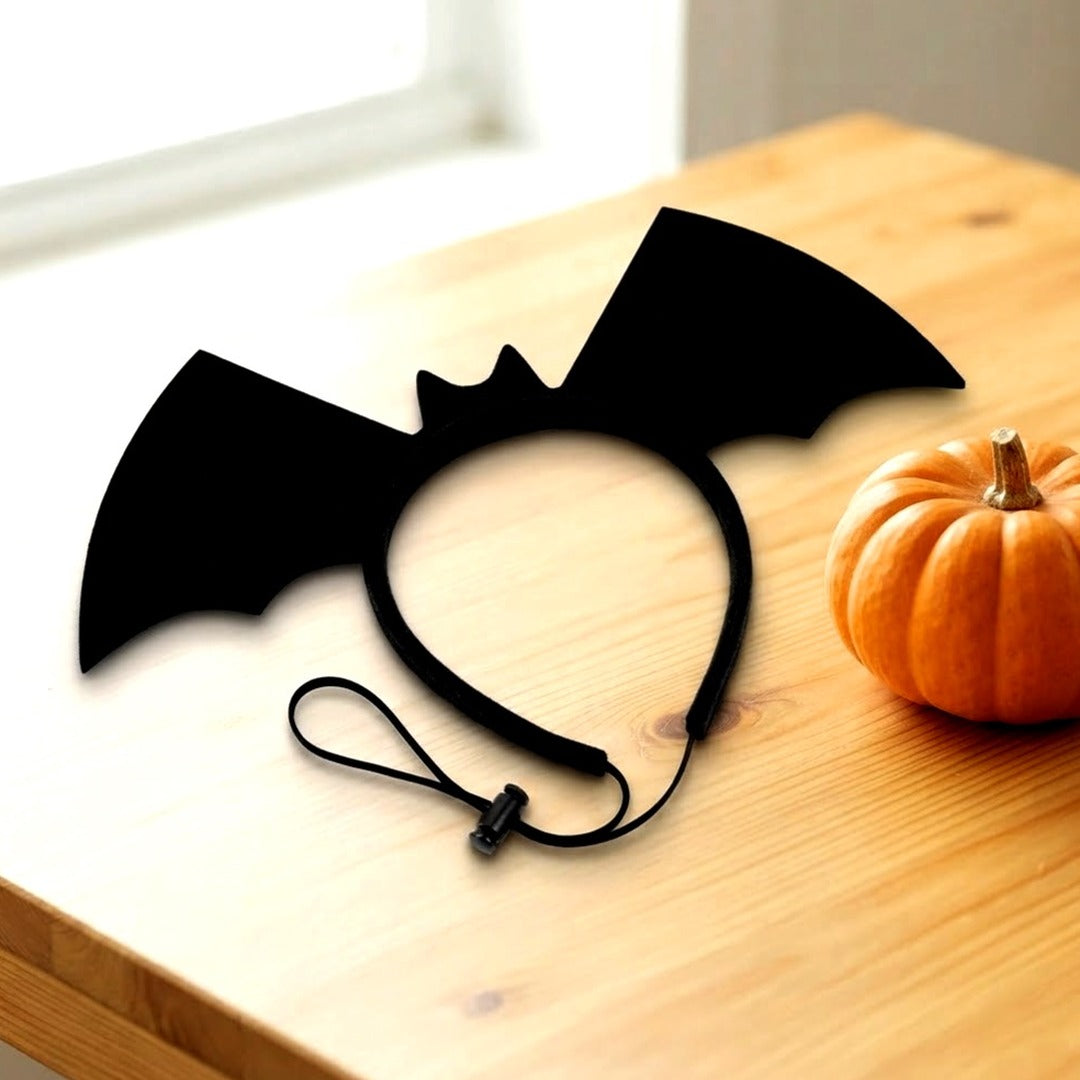 Halloween Dog Bat Wing Headband, Adjustable Black Felt Pet Costume Accessory