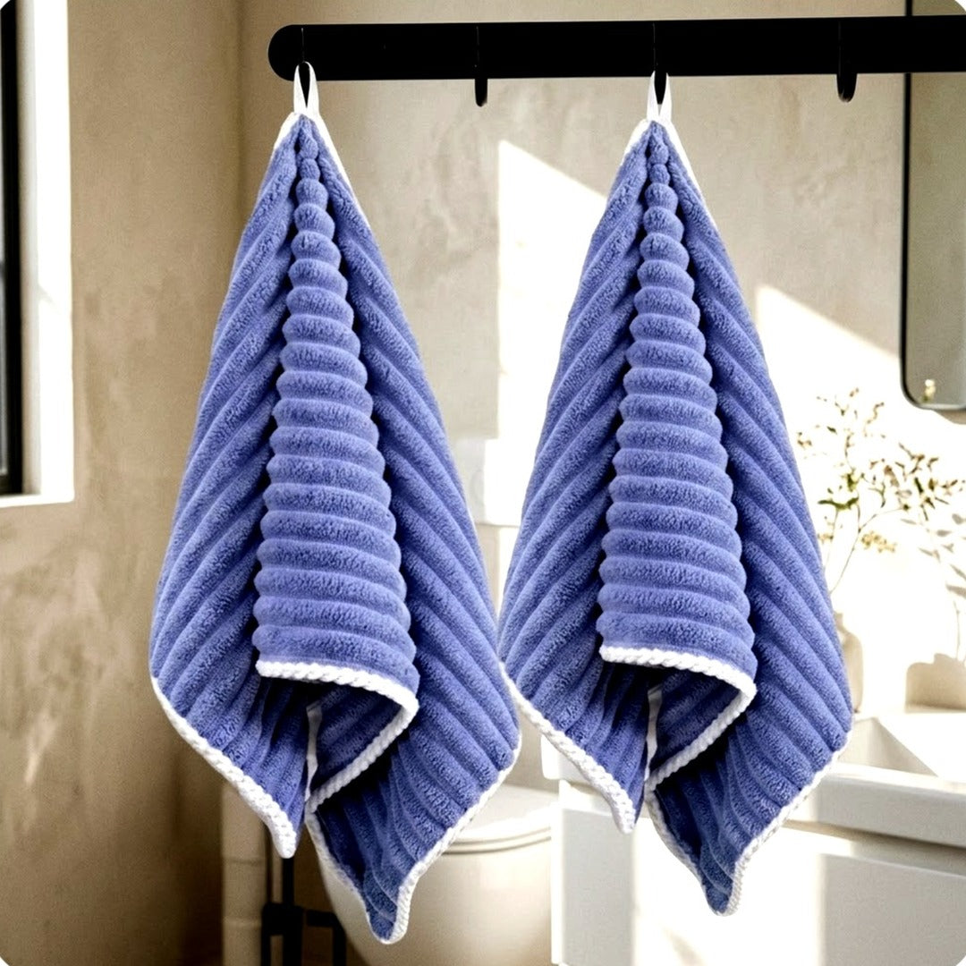 2-Pack Soft Coral Velvet Hand Towels 12 x 24 in, Quick-Dry Microfiber Towels
