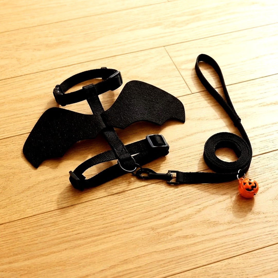 Cat Harness and Leash Set with Bat Wings, Escape Proof Adjustable Halloween Vest, Small