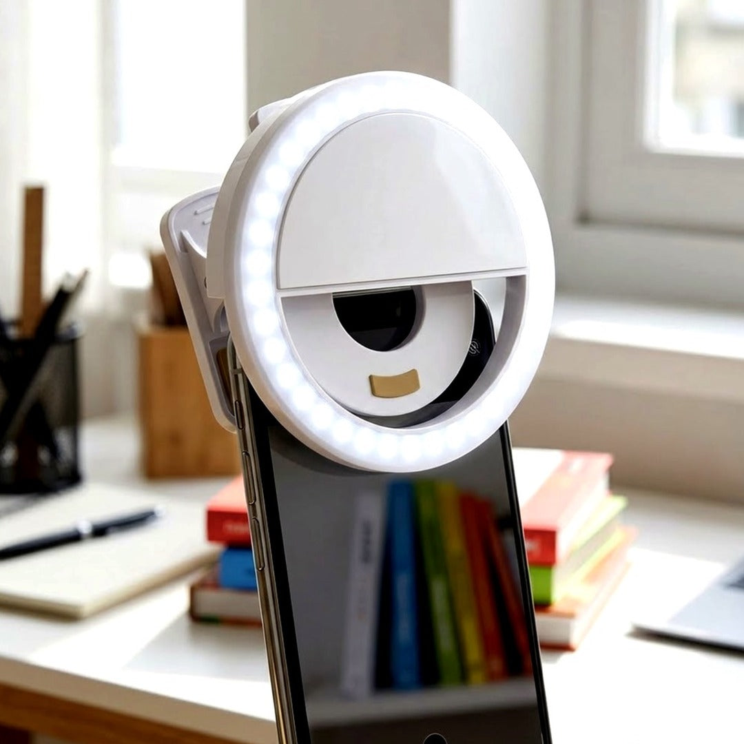 Bower Clip-On Selfie Ring Light for Phone, 36 LED Rechargeable Mini Light for Video Calls