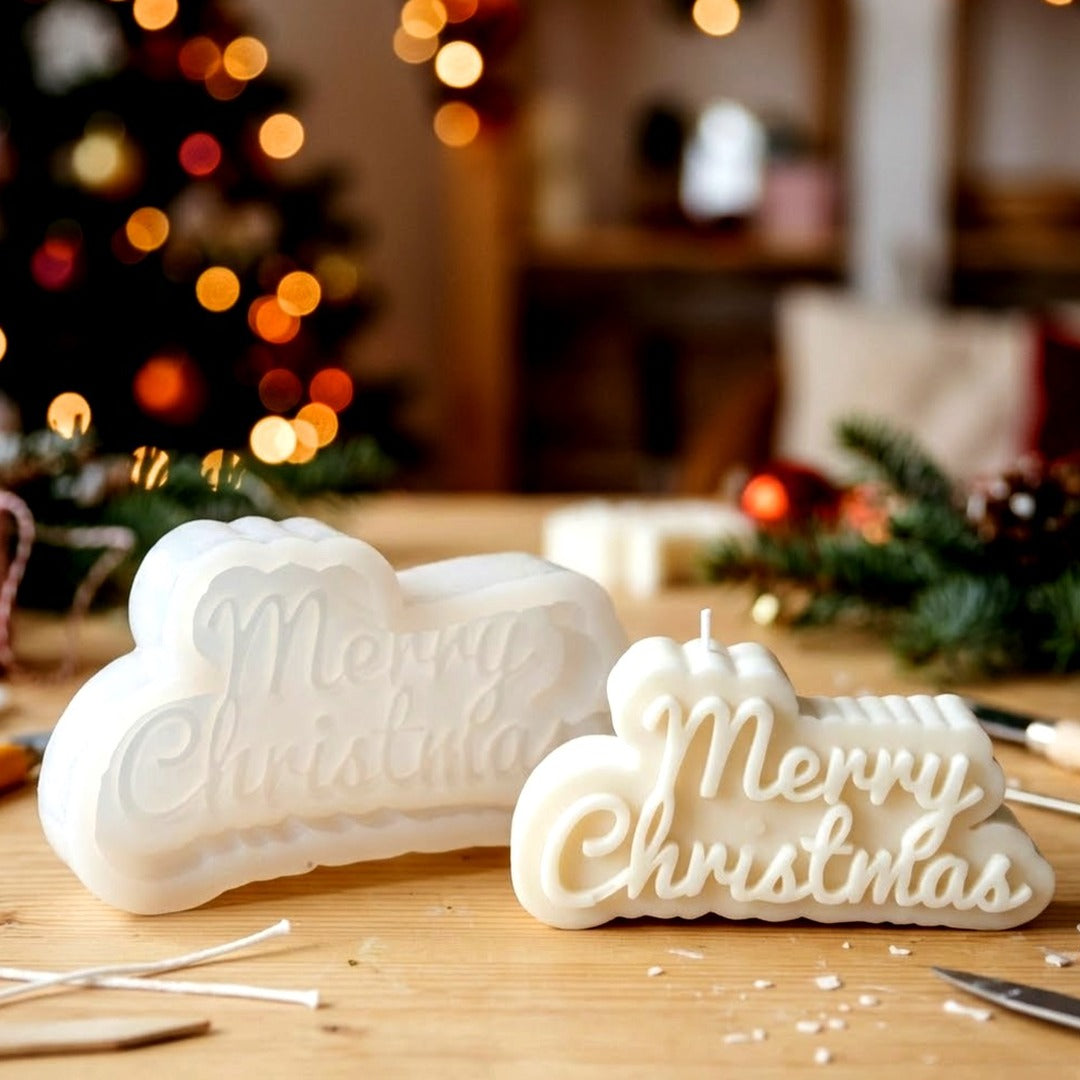 Merry Christmas 3D Silicone Candle Mold for Candle Making, Resin and Plaster Crafts
