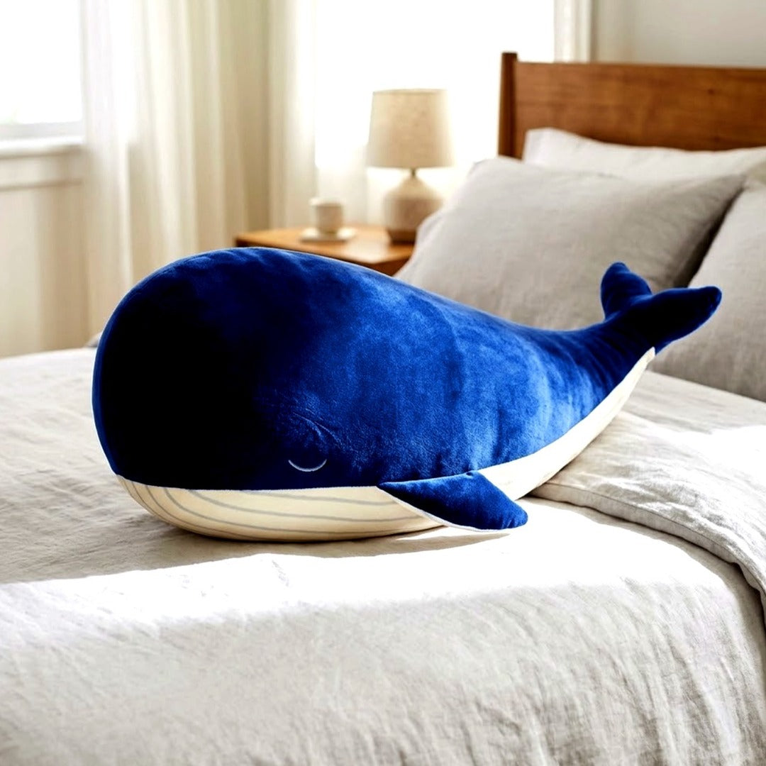 MUPI Whale Plush Pillow, Blue, 18 Inch Stuffed Animal