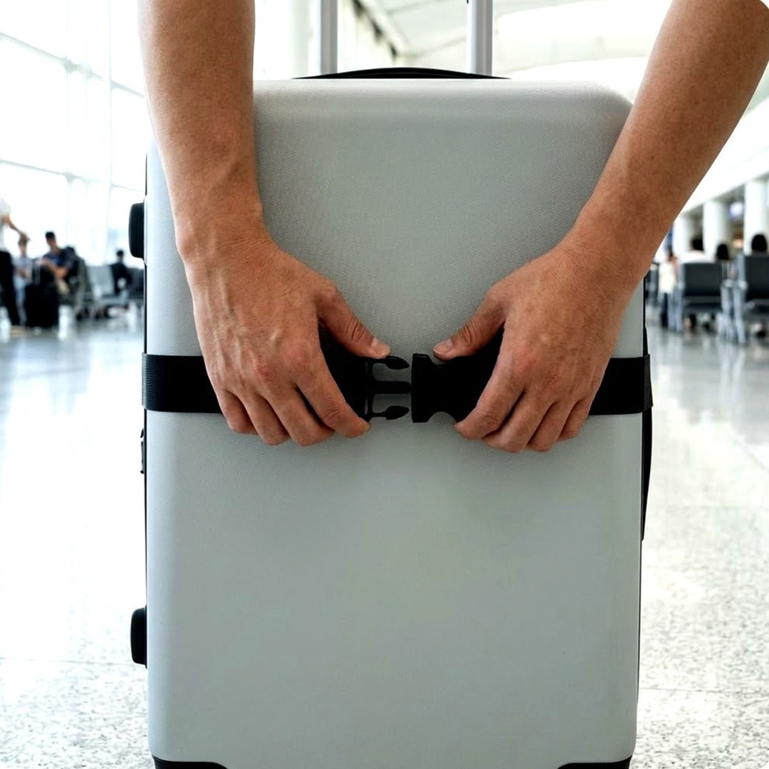 Adjustable Luggage Strap 5.9 ft Nylon Suitcase Belt, Quick-Release Buckle, Black