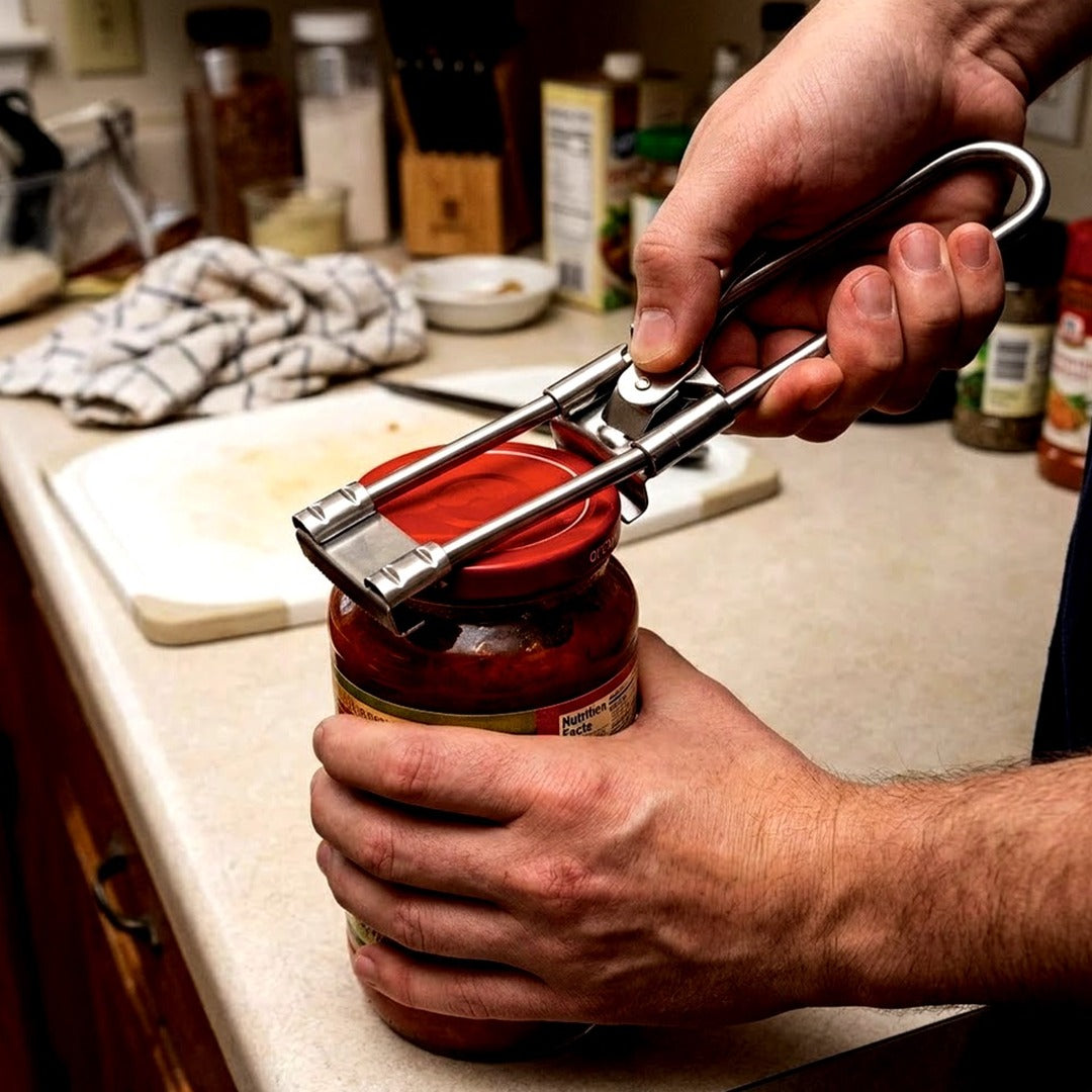 Adjustable Stainless Steel Jar Opener and Bottle Opener with Non-Slip Grip