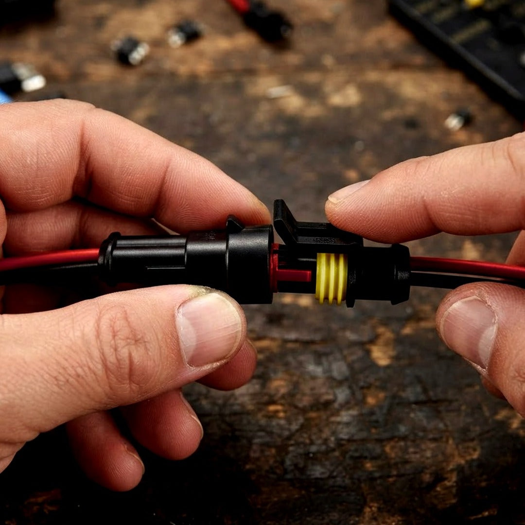10-Set Waterproof Automotive Electrical Connectors, 16 AWG 2 Pin with Leads