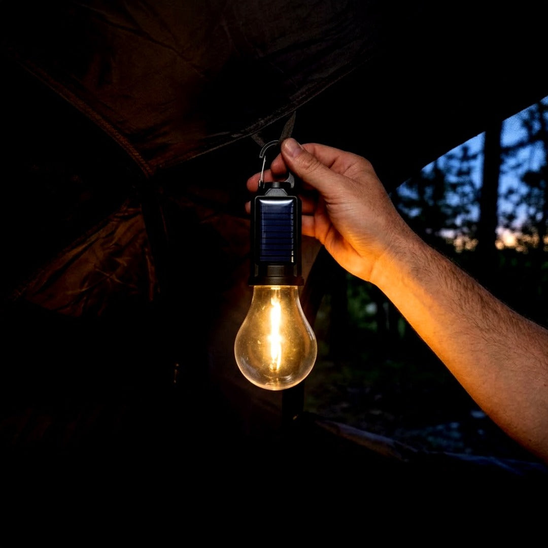Solar Camping Lantern, USB Rechargeable LED Tent Light, Waterproof Outdoor Hanging Lamp
