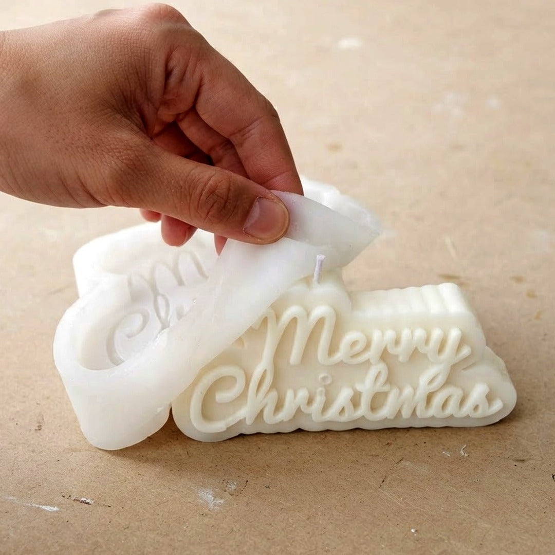 Merry Christmas 3D Silicone Candle Mold for Candle Making, Resin and Plaster Crafts