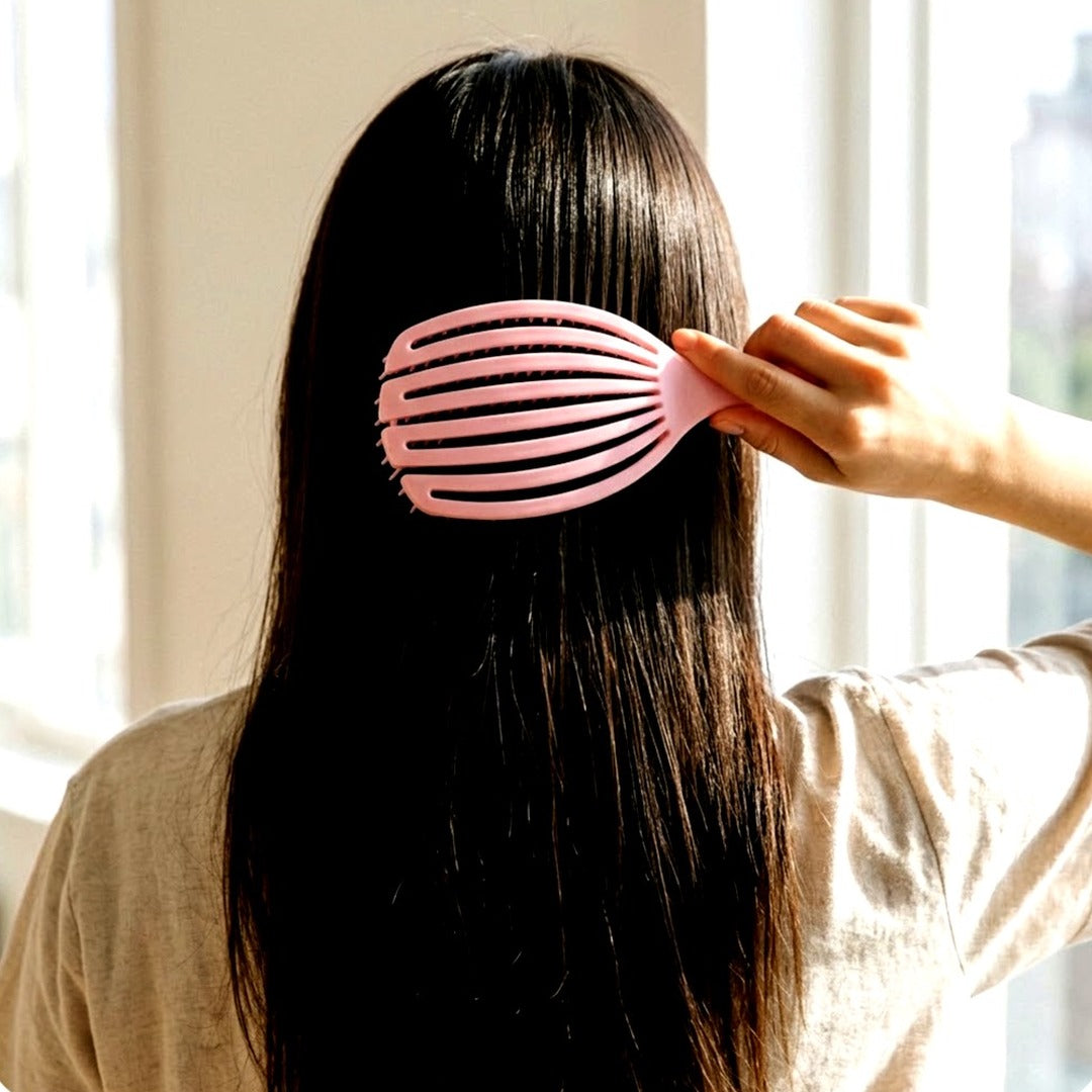 Curved Vented Hair Brush, Wet & Dry Detangling and Scalp Massage Styling Comb