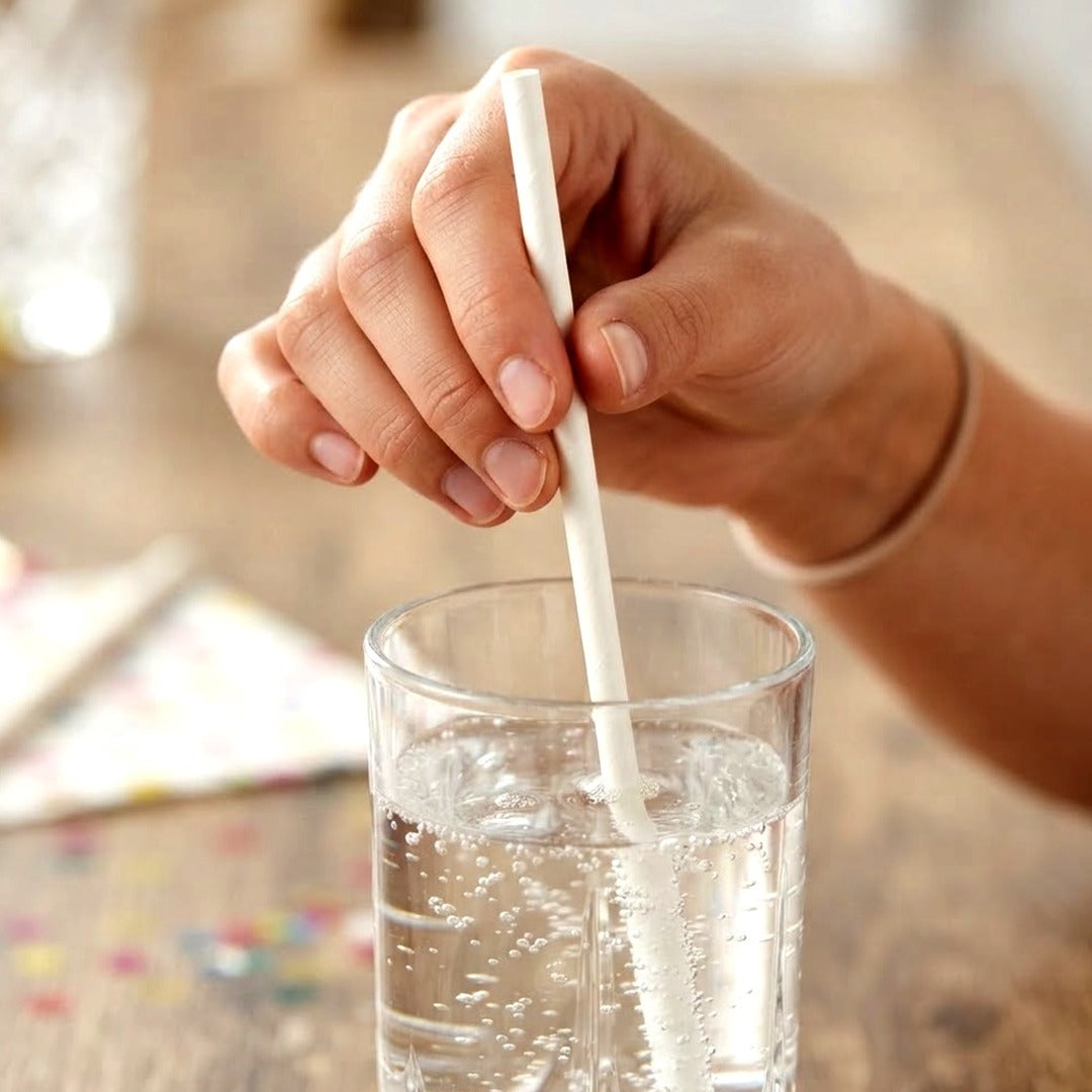100-Pack White Paper Straws, 7.8 Inch Biodegradable Drinking Straws