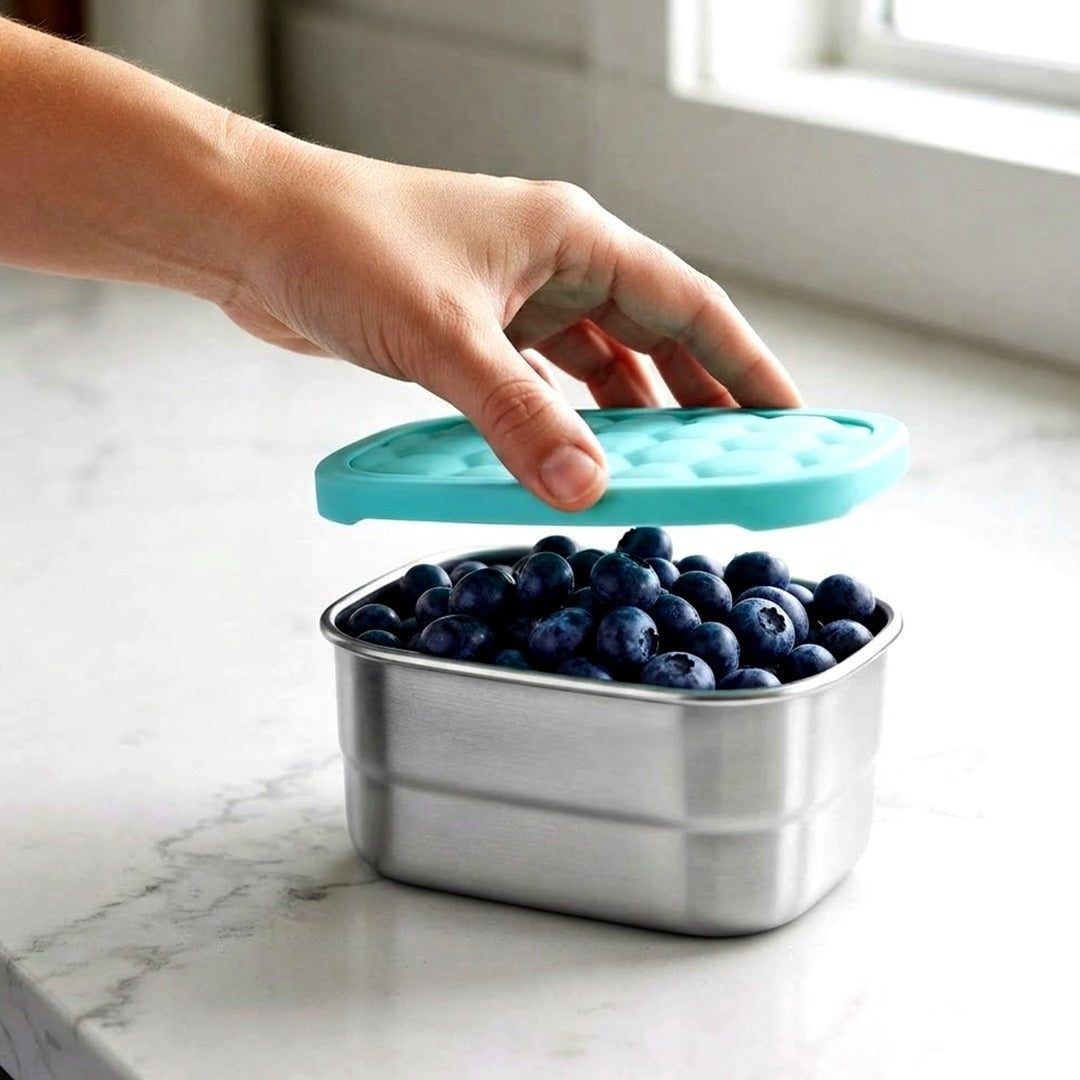 4-Pack Stainless Steel Snack Containers with Silicone Lids, 8 oz Leakproof Kids Cups