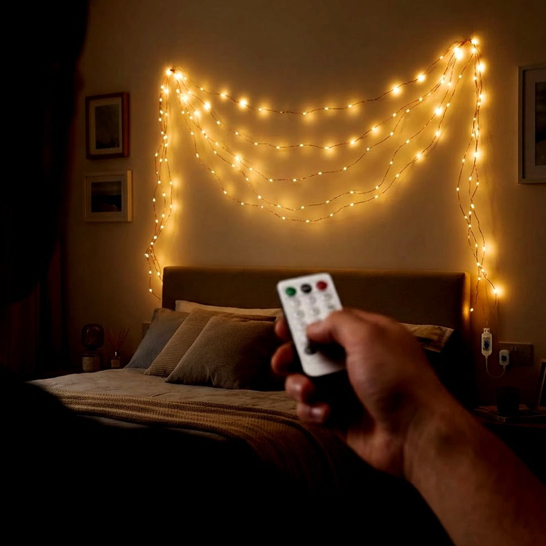 66 ft 200 LED USB Fairy String Lights, Warm White Copper Wire Twinkle Lights for Bedroom