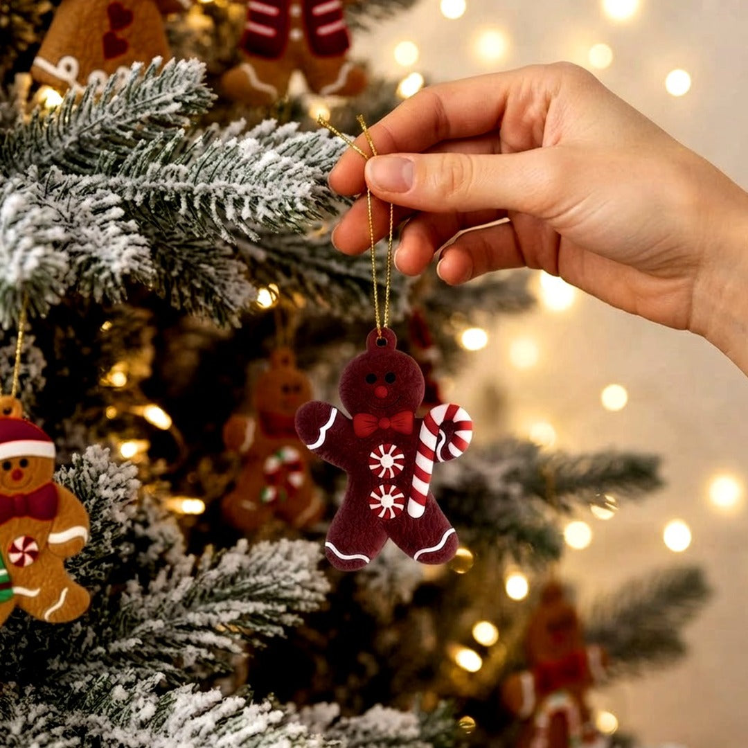 16-Piece Gingerbread Man Christmas Tree Ornaments, Soft Rubber Hanging Decorations