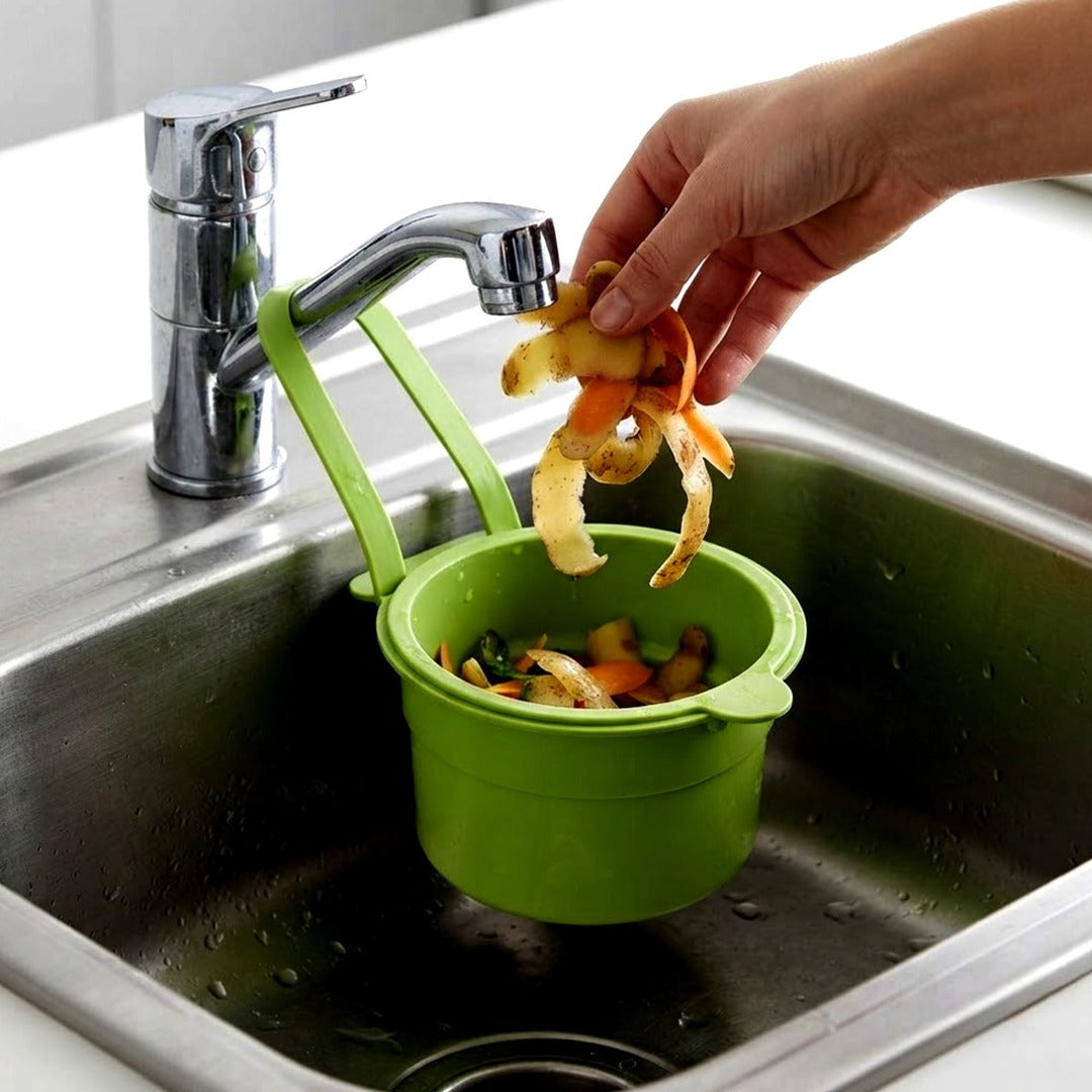 Kitchen Sink Hanging Basket, Quick-Install Drain Strainer and Sponge Organizer Tray