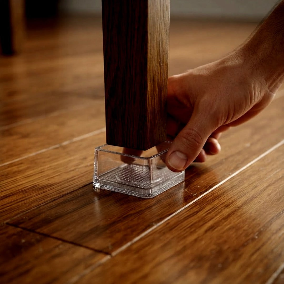 4-Pack Clear Furniture Cups, 2.2 Inch Square Non-Slip Pads for Hardwood Floors