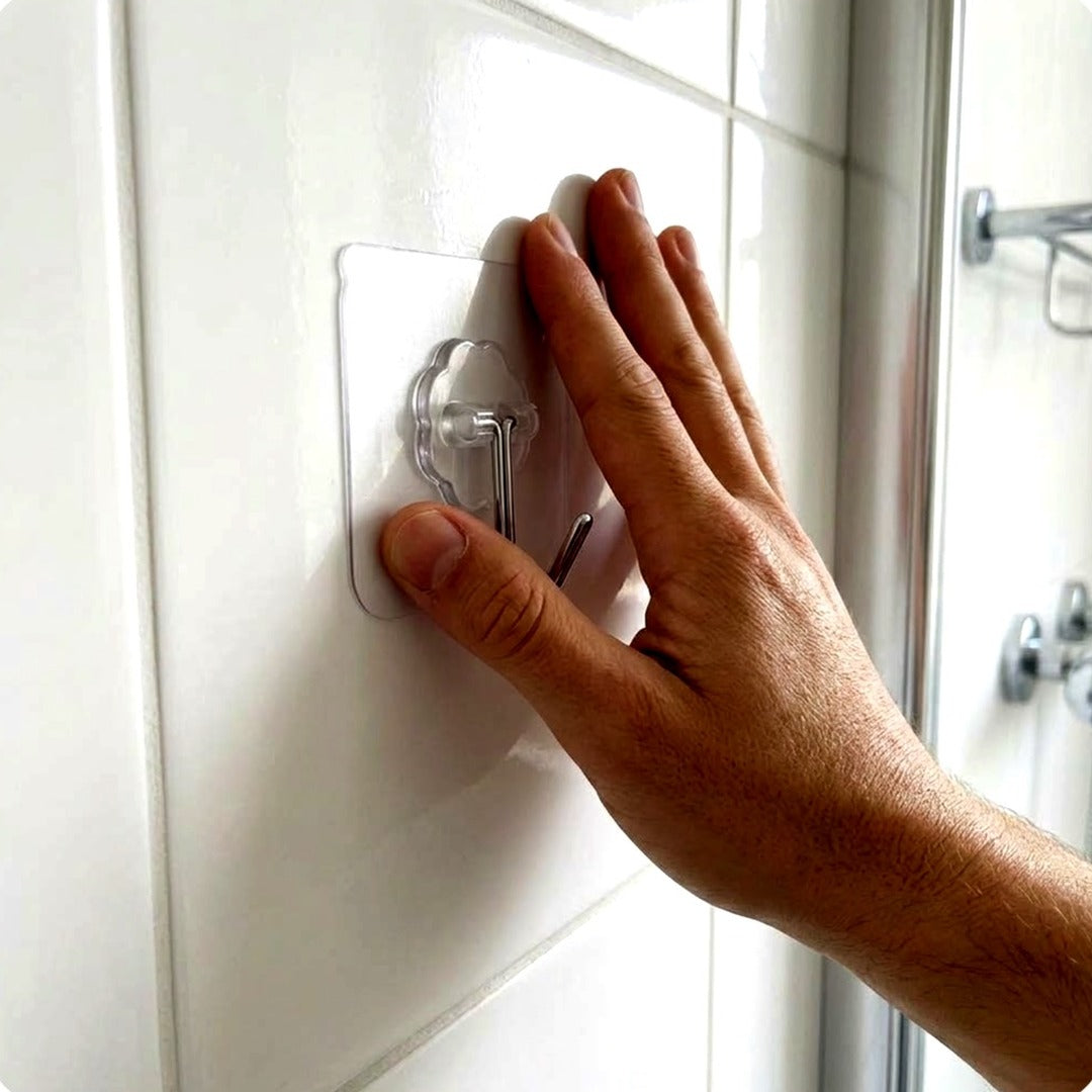 10-Pack Heavy Duty Adhesive Wall Hooks, Clear Waterproof Towel & Coat Hooks