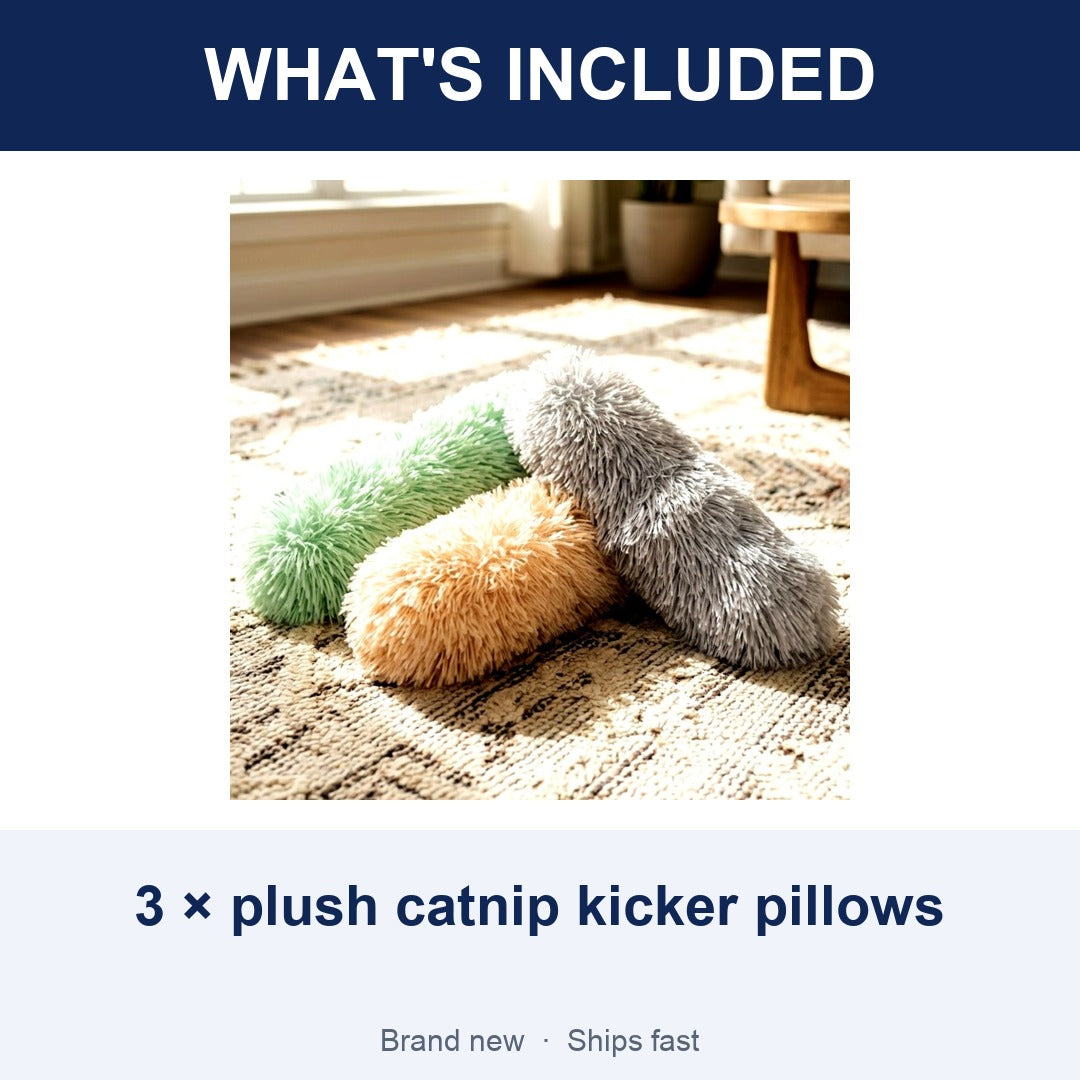 Potaroma Catnip Kicker Pillow Cat Toys, 3-Pack, Plush Indoor Cat Toys