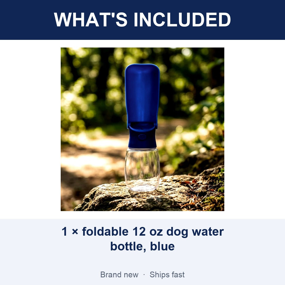 WePet Foldable Portable Dog Water Bottle with Drinking Feeder, 12 oz, Leak Proof