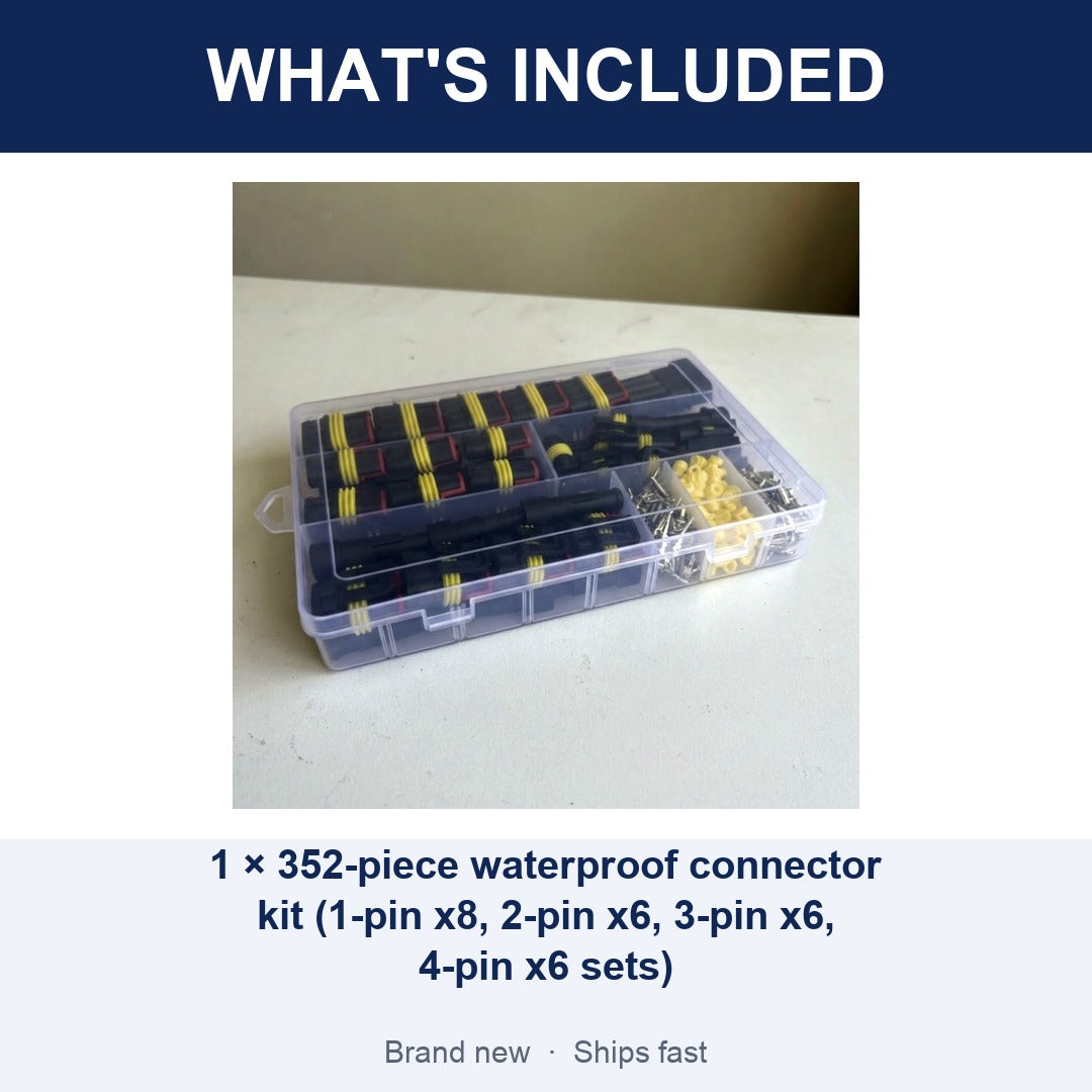 352-Piece Automotive Waterproof Connector Kit, 26 Sets of 1 2 3 4 Pin, 22-16 AWG
