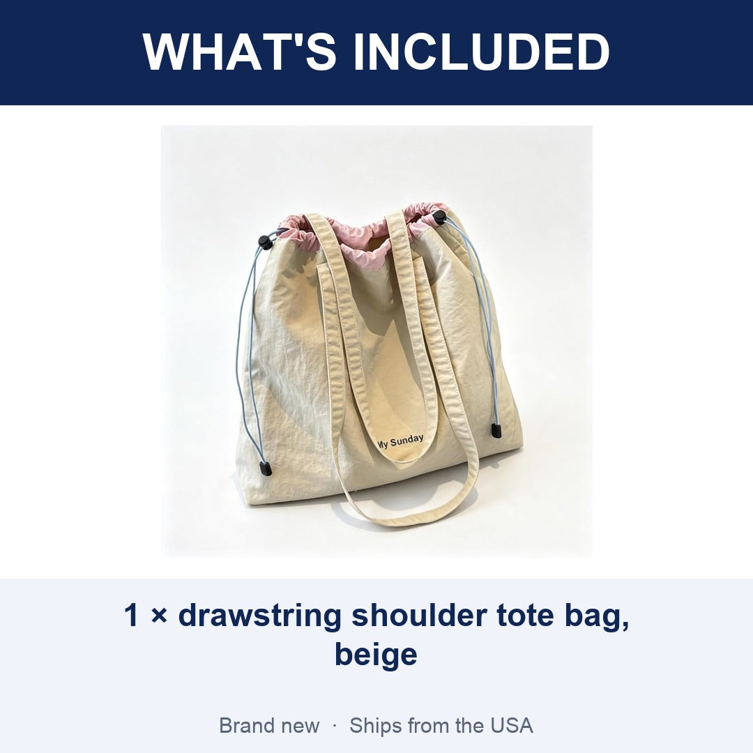 Women's Drawstring Shoulder Tote Bag, Casual Crossbody Handbag for Everyday Use