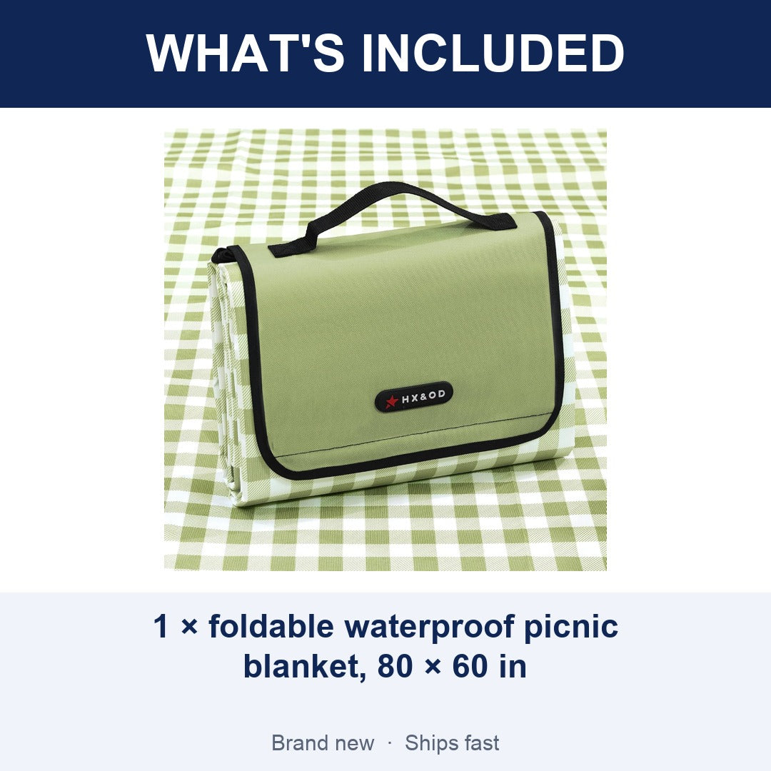 Extra Large Waterproof Picnic Blanket, 80 x 60 Inch Foldable Sandproof Beach Mat